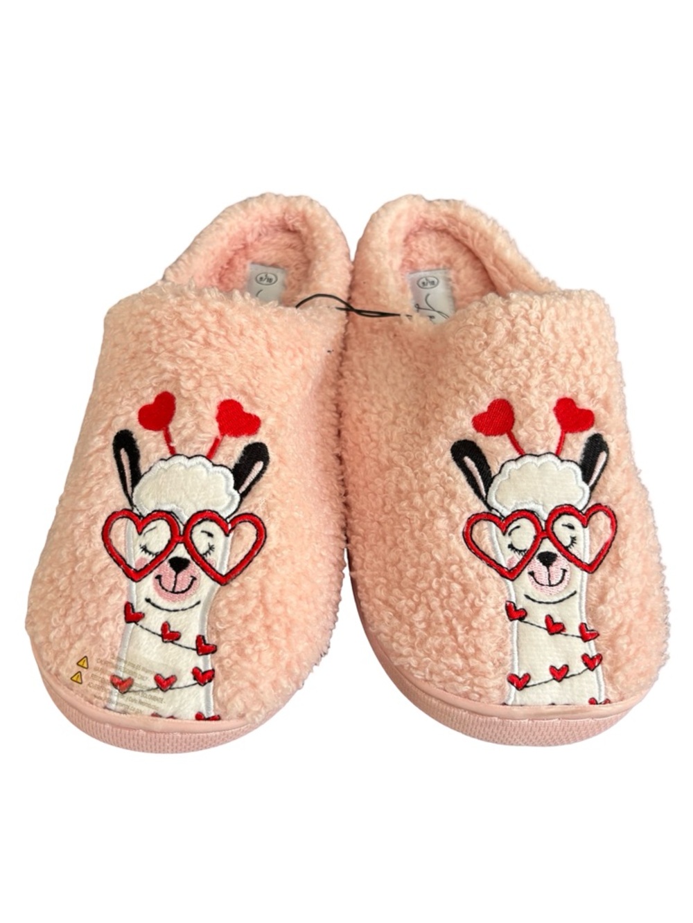 Pink Heart Llama Women's Cozy Slippers